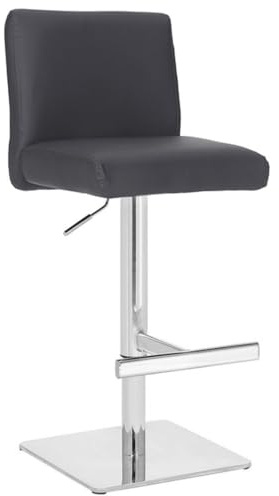 Lamboro Snella Signature Real Leather Kitchen Bar Stool, Adjustable & Swivel stool for Homebar and Kitchen, Charcoal Grey