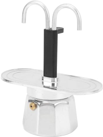 Tomedny Stovetop Espresso Maker, Double Spout 2 Cup Coffee Maker Italian Coffee Machine for Espresso Double Head Mocha Pot for Home Outdoor Camping (Decagon Base)