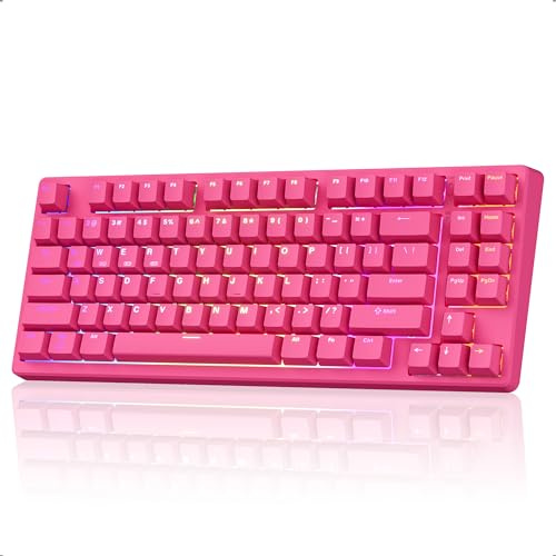 Kisnt KN85 Kabellose Mechanische Tastatur, 75% Layout mit RGB-Hintergrundbeleuchtung, Bluetooth/2,4 GHz/USB-C, benutzerdefinierte Hot-Swappable Silent Switches, leises Tippen für Windows/Mac/PC (Berry