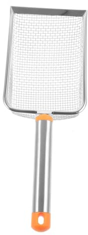 SHINEOFI Katzenstreuschaufel mit Feinem 3,8x3,8mm Sieb aus Edelstahl und Ergonomischem Griff für Gründliche Katzenstreu Reinigung für Katzenhaus