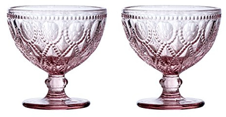 Premier Housewares Fleur Sundae Dishes, Glass, Pink, 11 x 11 x 11 cm