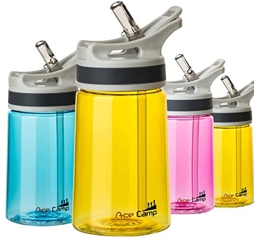 AceCamp TRITAN Trinkflasche | Sportflasche | BPA-frei I alle Getränke I Springdeckel gelb 350 ml