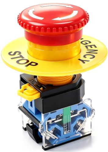 Taiss/AC 440V 10A Red Mushroom Emergency Stop Push Button Switch 22mm NO NC Pushbutton Switches LA38-11ZS