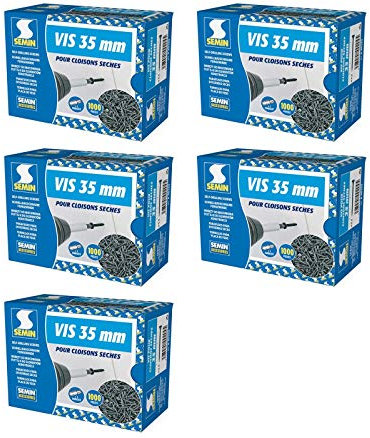 Semin - Vis Auto Perceuse 35 mm - Fixation des Plaques de Plâtre sur l'Ossature - Intérieur - Boîte de 1000 Pièces (Lot de 5000)
