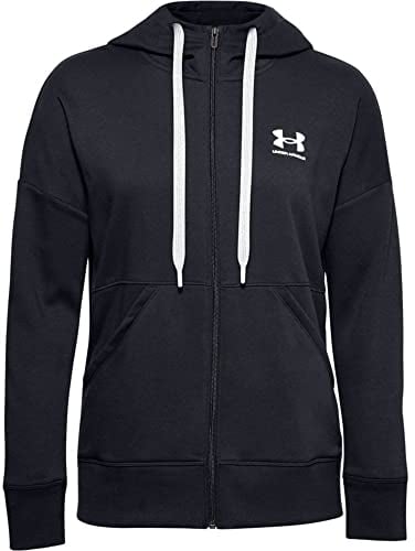Under Armour Rival Fleece Fz Hoodie Warm-up Top, Women Black, Black / White / White (001), SM