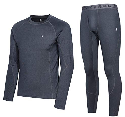 Little Donkey Andy Thermounterwäsche Herren Atmungsaktiv Lange Funktionswäsche Skiunterwäsche Weich Thermobekleidung Flexibel Set Workout Skifahren Laufen Wandern Sport Schwarz M