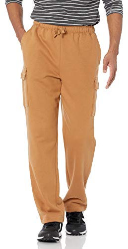 Amazon Essentials Pantaloni Tuta Cargo in Pile con Orlo Aperto Uomo, Tan, L