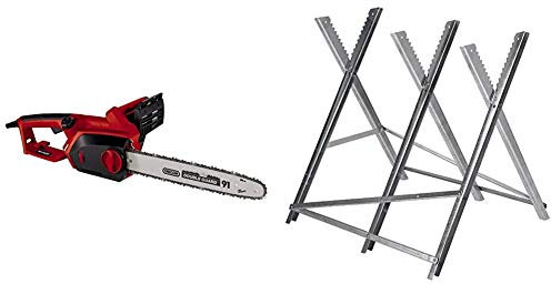 Einhell 4501720 Gh-Ec 2040 Elettrosega, 40 cm, 2000 W & 4500067 Supporto per Legna, 80 cm, Grigio, Alluminio