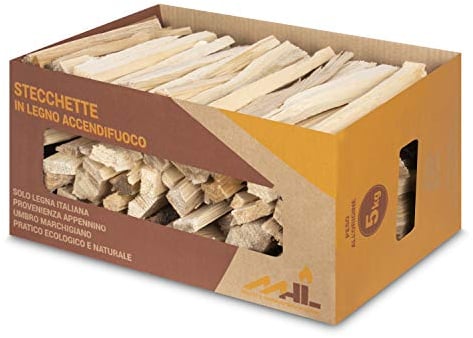 MHL Stecchette in Legno Accendifuoco in Scatola di Cartone Certificate Enama Classe Qualità A1-5 Kg
