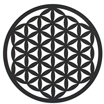 CONTRAXT Blume des lebens wanddeko. Mandala lebensblume wanddeko vintage deko wandbild blume des lebens deko aus holz wand Esoterik geschenke zen meditation nicht-metall (Blume des Lebens, Schwarz)