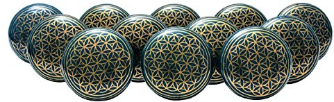 Premium Quality Assorted Ceramic Knobs- Multi Color Mix Designed Ceramic Cupboard Cabinet Door Knobs Drawer Pulls & Chrome Hardware (30, Dark Green Golden)