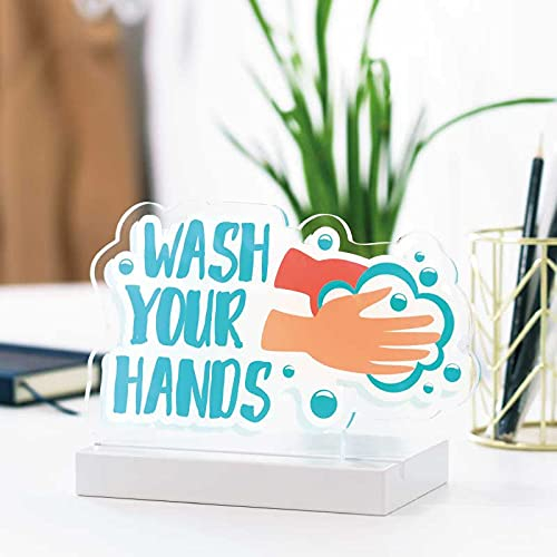 Corona Hinweisschild - Deko Aufsteller - Wash your Hands (Weiß)