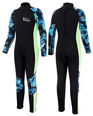 Yikayin Traje de Baño de Neopreno para Niñas, 2.5 mm de Espesor, young Niñas con Manga BAJA para Snorkel, Buceo y Surf