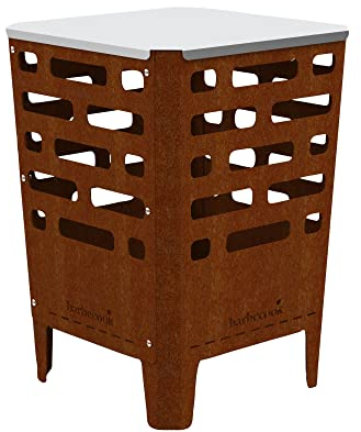 Barbecook brasero Jill en Acier corten, brasero pour l'extérieur, 38x38x55cm, Marron
