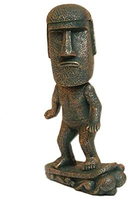 Lifexquisiter Osterinsel Moai Statue Figur Dekor, Skateboard Moai Figur Skulptur für Home Office Ornament, Retro Moai Statue für Bücherregal Desktop Dekoration, Skateboard