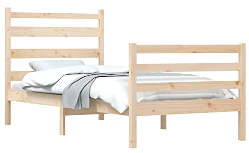 vidaXL Massivholzbett Bettgestell Bett Einzelbett Holzbett Lattenrost Bettrahmen Schlafzimmermöbel Schlafzimmerbett Kiefer 90x200cm