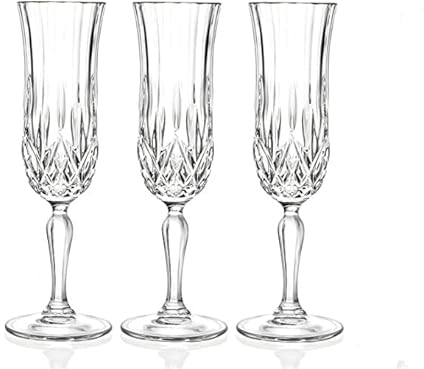 RYHMHA Lot de 3 flûtes à champagne en cristal, verre à vin rouge, verre à cocktail en cristal, cadeau unique pour fête, anniversaire, anniversaire de mariage (160 ml)