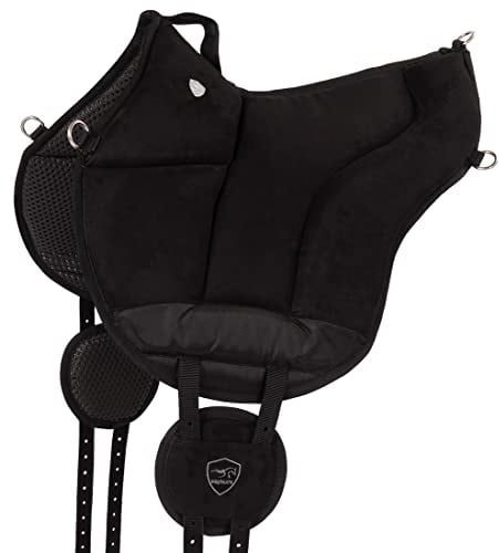 Equinate Reitpad Toledo aus Mikrofaser Schwarz - Bareback Pad mit pflegeleichter Neopren Unterseite - Reitkissen Baumloser Sattel