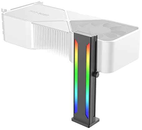 MIWATT DS Black RGB Graphics GPU Support Bracket, Single Slot, Video Holder With 5V 3PIN ARGB LED, Anodized Aerospace Aluminum (H Series)