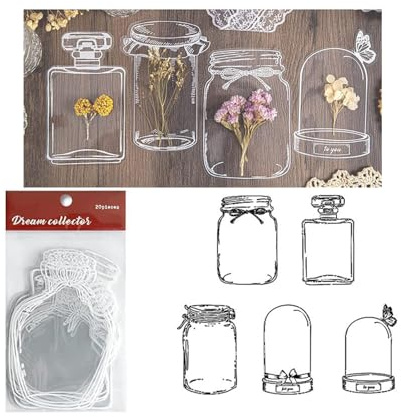Transparente Lesezeichen, 20 Stück, Getrocknete Blumen-Lesezeichen, Selbstgemachte Lesezeichen, Glaswaren-Aufkleber, Schöne Blumen-Lesezeichen für Heimwerker (Typ 1)