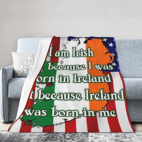 Flanell-Fleece-Decke, 152,4 x 127,7 cm, I Am IrishBecause I was Born in Ireland, Bettüberwurf, lustige, ultraweiche Reise-Frühlingsdecke für Mädchen, hält warm
