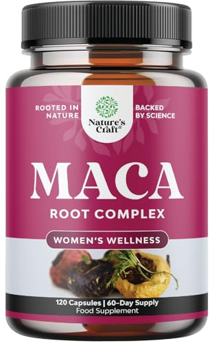 Maca Root Capsules for Women - Potent Herbal Supplement with Female Enhancing Blend of Red Yellow & Black Maca Root - Non-GMO Certified Vegan and Gluten-Free with No Artificial Colors - 120 Count