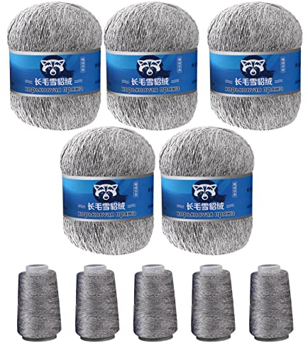 Fulenyi 10 Pack Kaschmir Soft Nerz-Samt Wolle Garn für Handstricken, Lange Plüschwolle Häkelgarne für Herbst Winter Luxus(L: 5 x 340 ; S: 5 x 350)