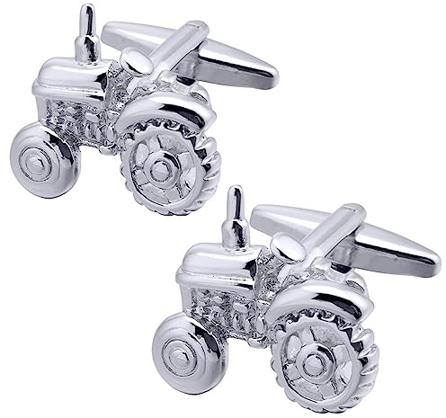 Epinki Manschettenknöpfe für Herren, Traktor Cufflinks, Manschettenknöpfe Silber für Anzug Hemd Hochzeit Business Graduation Gift