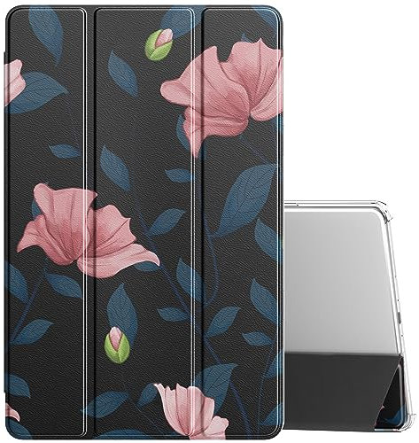 MoKo Case Fits Amazon Fire Max 11 Tablet (13th Generation, 2023 Release) 11 - Slim PU Leather Trifold Stand Cover for Kindle Fire 11 Tablet Frosted Hard Back Shell with Auto Wake/Sleep, Black & Pink