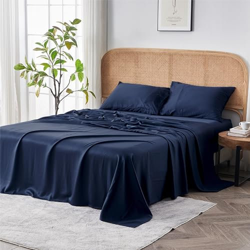 Sijo AiryWeight Tencel-Bettlaken-Set, 100 % Lyocell gewonnen aus Eukalyptus, butterweich, Architectural Digest 2022, beste Kühllaken, Gewinner – 4-teilig, 2 Kissenbezüge, 1 Spannbetttuch, 1 Oberteil