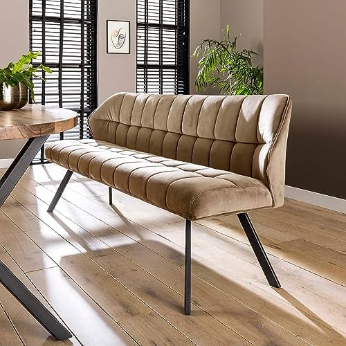 Maison ESTO Bank Sitzbank FINO 180 cm Samt Champagner Esstischbank Küchenbank Polsterbank