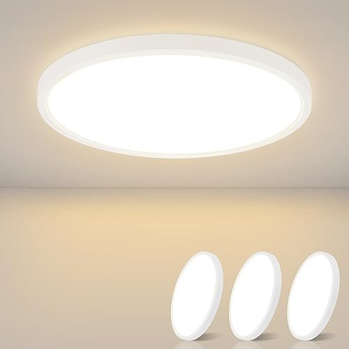 ZMH Deckenlampe LED Deckenleuchte Flach - 3ER Badezimmerlampe 15W Warmweiß Badezimmer Klein Deckenbeleuchtung IP44 Wasserdicht Küchenlampe Weiß Ø18cm Badlampe Rund für Bad Flur Küche Schlafzimmer