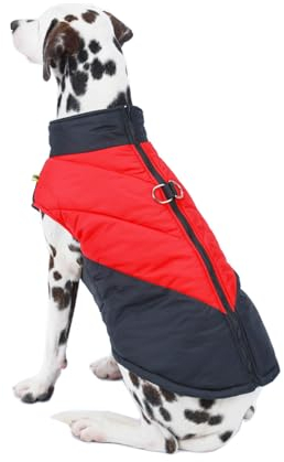 ipetstation Winter Hundemantel, Warme Hundejacket für kaltes Wetter,Bequem und Intensives Rot Hundeweste mit Reißverschluss für Kleine Mittel Große Hunde (M(Brustumfang-42cm))