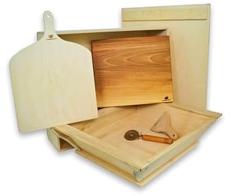 Kit Pizza Pro artigianale | fatto a mano | per aperitivo ristorante casa bar | Cassetta Lievitazione Coperchio Pala Spatolina Rotella Tagliere e Cassetta | made in italy