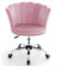 COSTWAY Velvet Office Chair, Height Adjustable Swivel Computer Desk Chair Leisure Vanity Seat, Ergonomic Rolling Petal Scallop Shell Back Executive Task Chairs for Home Office Bedroom (Pink)