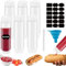 ASMIZ 6 Pcs Squeeze Bottles for Sauces, 16 oz / 500ml Plastic Condiment Squeeze Bottle, Refillable Tip Large Valve Dispenser Ketchup, Sour Cream, Self-Sealing Syrup Dispenser for Restaurants (White)