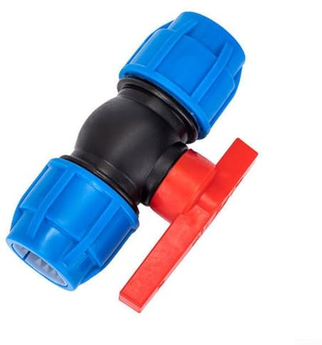 Robinet à boisseau sphérique 2 voies, raccord de tuyau d'arrosage en plastique, raccord rapide de tuyau PE pour jardinage (32 mm)