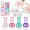 Kindernagellack Ungiftig Set 4 , abziehbarer Nagellack speziell für Kinder, Peel-Off- nagellack, Glitzer/Rosa, Glitzer/Nackt Rosa, Grün, Violett, 10ml