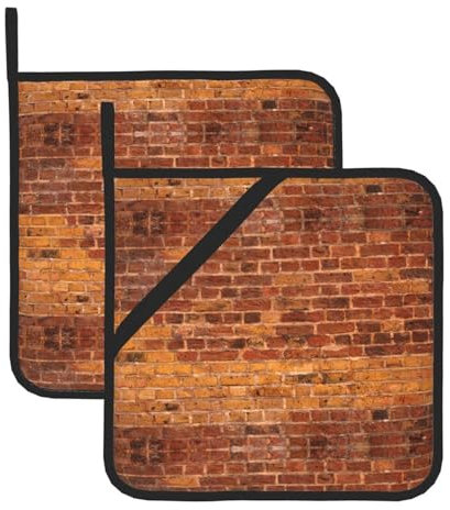 Juego de 2 soportes cuadrados de pared de ladrillo industrial, almohadillas calientes para horno, resistentes al calor, para hornear, cocinar, 8 x 8 pulgadas