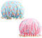 2 Packs Shower Caps for Women, KissDate Waterproof Reusable Elastic Bath Cap Shower Cap for Women Long Hair Shower Spa Salon Accessories (Blue, Pink)