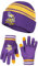 Ultra Game Youth NFL Official Super Soft Team Stripe Winter Beanie Knit Hat with Extra Warm Touch Screen Gloves