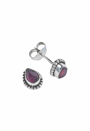 Ohrstecker 925 Silber Granat roter Stein Edelstein Ohrringe echt Silber Damen Sterling Silber Stecker Geschenk (MOS-102-02)