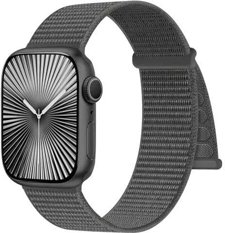 Ynitec Sport Nylon Correa Compatible con Apple Watch 44mm 45mm 42mm 49mm 46mm - Series 10, Correa suave Solo Loop Smartwatch, Pulsera para iWatch Series 10 9 8 7 6 5 4 3 2 1 SE, Grafito