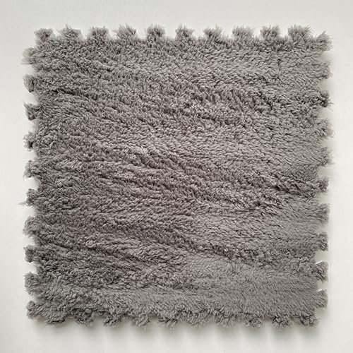HGOuhK Plush interlocking carpet tiles 5 Plush Interlocking Foam Floor Mats, Fluffy Foam Floor Mats, Easy-to-install Square Carpet Tiles, Foam Mats For Bedrooms(Grey,30x30cm)