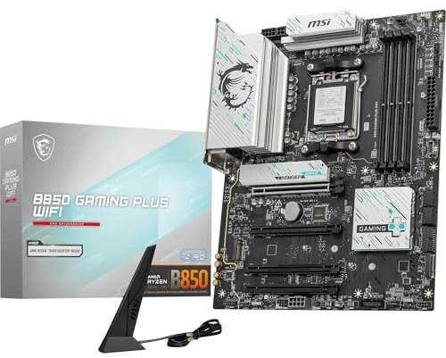 MSI B850 Gaming Plus WiFi Placa Base ATX - Procesador s AMD Ryzen 9000/8000 / 7000, AM5 - Memoria DDR5 8200+ MT/s (OC), PCIe 5.0 x16 & 4.0 x16, M.2 Gen5, Wi-Fi 7, 5G LAN