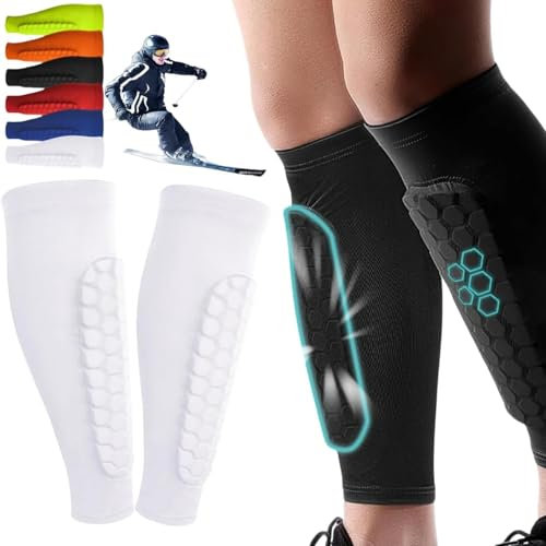 HOUXIANDOU Shinbang Shields, Shinbang 2.0 – Shindefender Schienbeinschoner, Shinbang Ski-Protektoren, Shinbang Ski, Shin Defender Schienbeinschoner (Weiß,XL)
