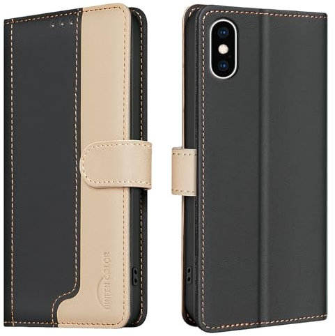 Compatible for Apple iPhone XS MAX Case Flip Pu Leather Cover black