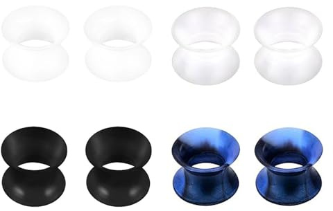 JENCVNL 4 Paar Silikon Ohr Tunnel Plug, Extra Weich Silikon Ohr Flesh Tunnel Plug Piercing Double Flared Plug Expander Ohrpiercing Schmuck 6-25mm für Männer Frauen