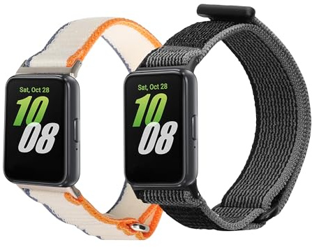 kwmobile 2X Sportarmband kompatibel mit Samsung Galaxy Fit 3 Armband - Sport Ersatzarmband Set aus Nylon für Fitnesstracker - Schwarz Weiß