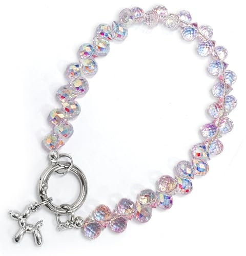 hurifeng Handykette Perlen mit Metallclip – Mehrfarbige Handyanhänger aus Acryl & Nylon, Anti-Verlust-Handyband für Smartphones – 16,5 cm, Leicht & Kompakt(Pink)